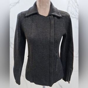 Victor Alfaro Wool Blend Grey Assymetical Jacket Womans Small Minimalist Moto